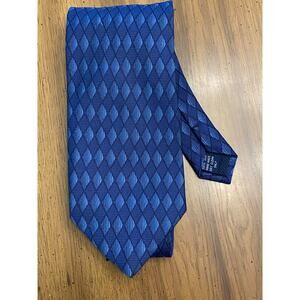 Henry Jacobson Blue Geometric Silk Necktie 4” Wide Handmade Luxury Men’s